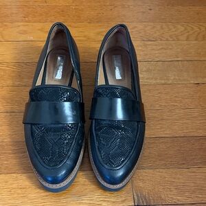 Halogen Black Leather & Sequined Loafers